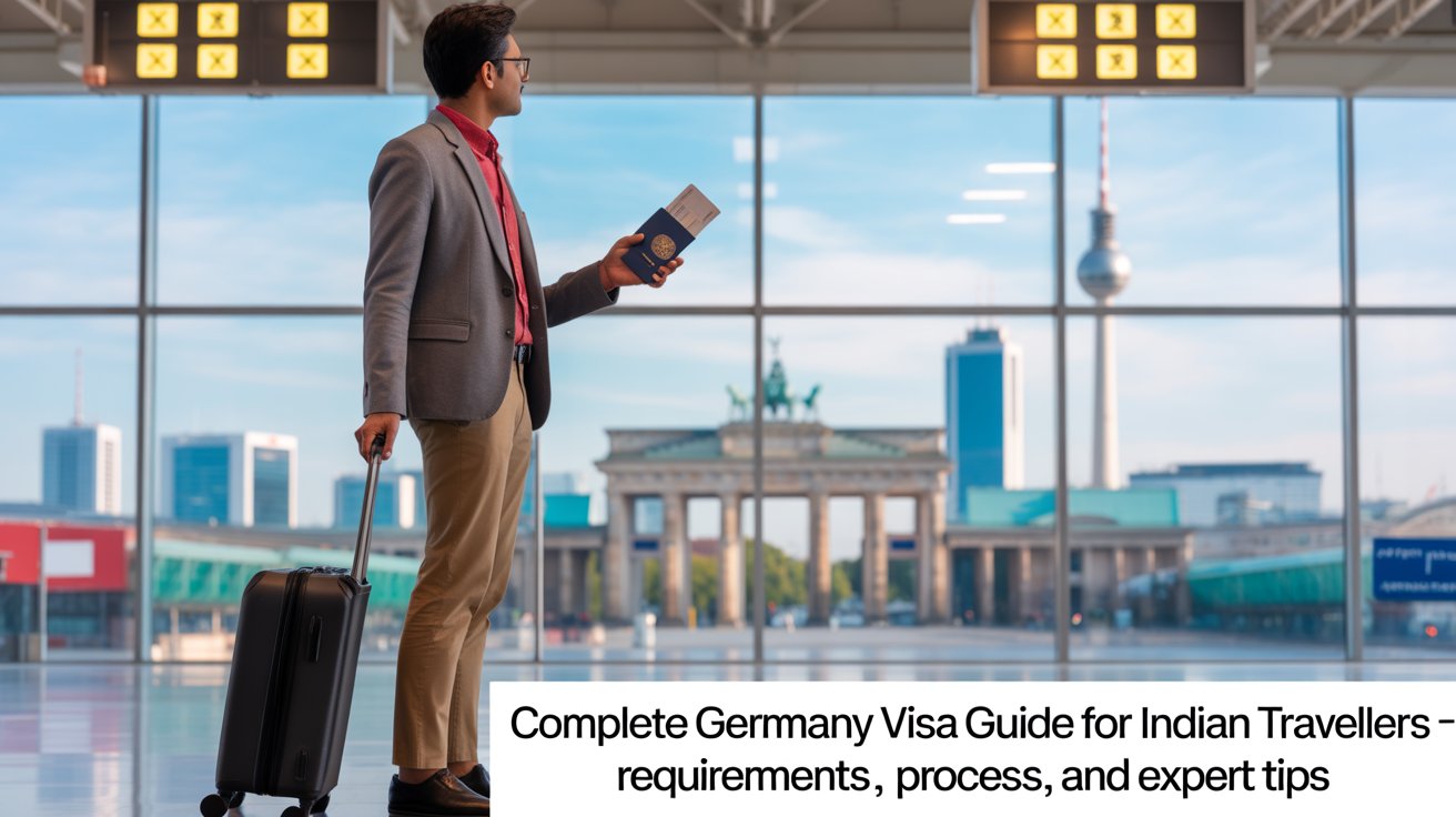 Germany visa documents with passport, tickets, and travel essentials for Indian travellers